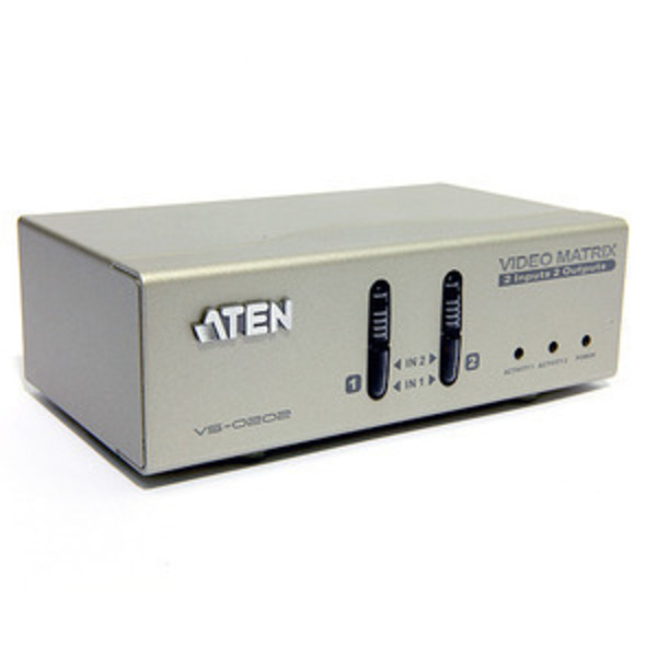ATEN(아텐) [VS0202] 2포트 비디오 매트릭스 스위치 (2 입력 2 출력) + 오디오