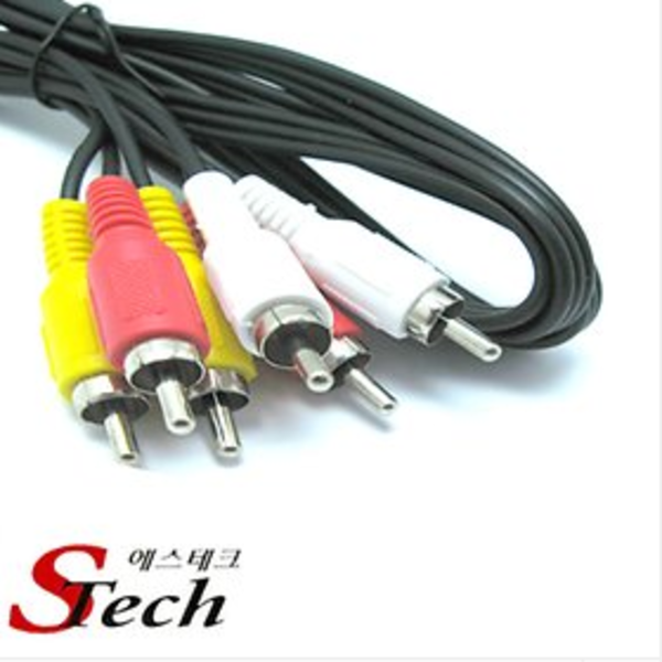 STech(에스테크) [SA50 1.5m] 3RCA 케이블(보급형) 니켈 커넥터 외경3mm 1.5미터(1.5m)
