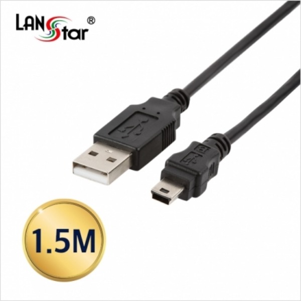 LANstar USB2.0미니케이블, USB A／M-5PIN Mini 1.5M